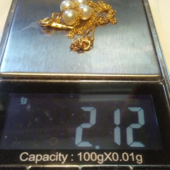 Solid 14K Yellow Gold Four Natural Round White Pearls Necklace 16"-19" - Picture 10 of 11